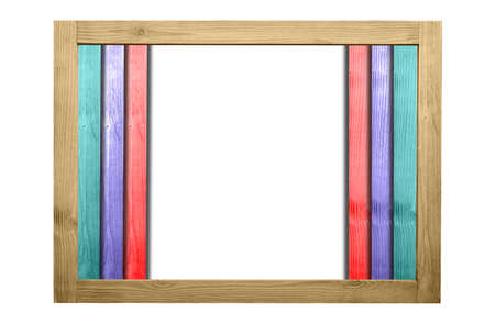 Wooden frame for decorative text and image. Fresh color concept.の写真素材