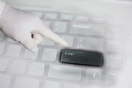 Enter button for Computer keyboard with digital marketing. Advertising concept. の写真素材