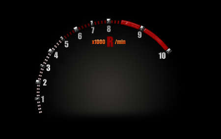 Tachometer symbol in racing car on a black color background.