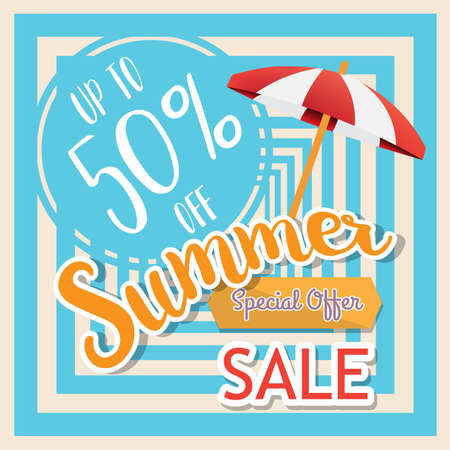 Summer sale banner, Special offer at discount up to 50% off. Vector illustration design. EPS10のイラスト素材