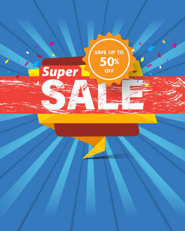 Super sale template banner special discount up to 50% off,vector illustration design.のイラスト素材