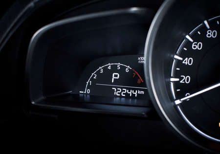 Rpm digital gauge and parking position of automatic transmission and odometer on digital display...