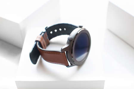 Rayong,Thailand - Jan 28 2021, Xiaomi Amazfit GTR 47mm. smart watch placed on the white boxのeditorial素材