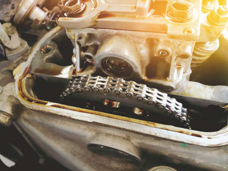 Timing chain and timing gear of the car engine