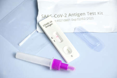 Covid-19 negative test result with SARS CoV-2 Rapid antigen test kit (ATK),Coronavirus infectious...