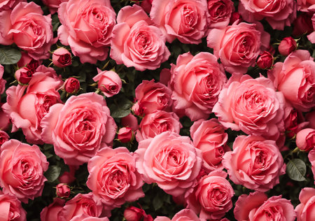 Rose blooming background with pink color , Happy valentine day and marry concept , Generative AI technologyの素材