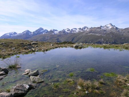 small mountain lake near St. Moritzの写真素材