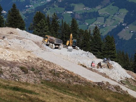 Construction site in the mountainsの写真素材