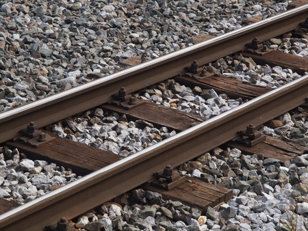 Rails with wooden sleepersの写真素材