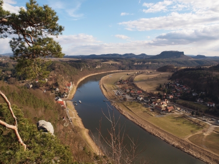 View from Bastion rocks in the Elbe Sandstone Mountainsの写真素材