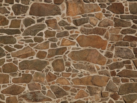 freshly grouted stone wallの写真素材
