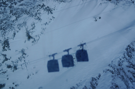 Shadow of the small gondola Vall?e Blancheの写真素材