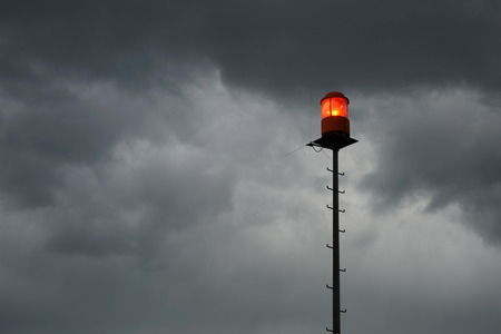 Storm warning light on the Chiemseeの写真素材