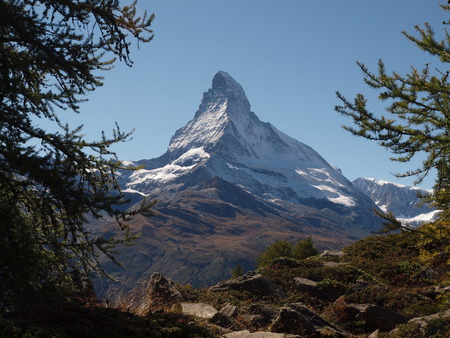 View from Sunnegga to the Matterhornの写真素材