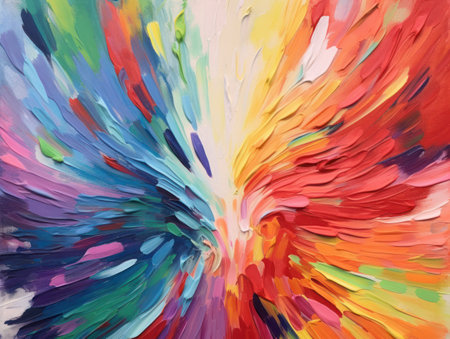 Multicolored painting oil of a rainbow LGBTQ
 Love, freedom, support and rights realistic, generative AIの素材