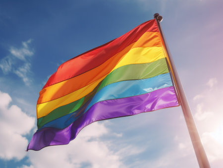 LGBTQ rainbow flag.Freedom and love concept. Pride month. activism, community and freedom Concept. , generative AIの素材