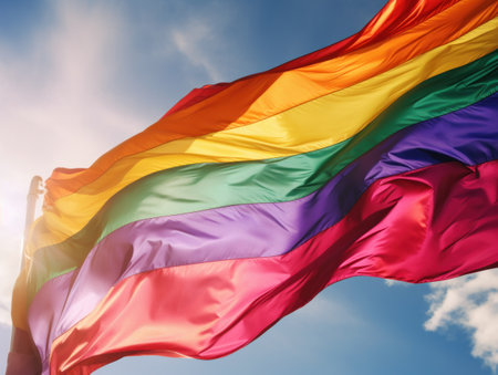 LGBTQ rainbow flag.Freedom and love concept. Pride month. activism, community and freedom Concept. , generative AIの素材
