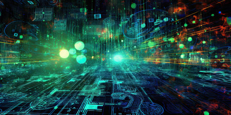 Abstract technology business, money ,data background design, generative AI.の素材
