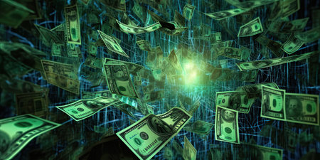 Abstract technology business, money ,data background design, generative AI.の素材