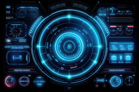 Abstract technology ui futuristic concept.  sense of science and technology abstract graphics, generative AI.の素材