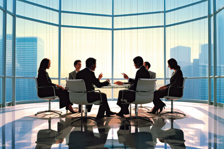 Businesspeople in informal meeting discussing new project Generative AI .の素材