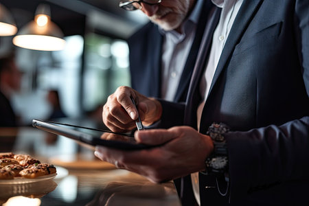 Senior businessman signing a contract work, Generative AI.の素材