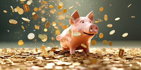 Sparschwein ,money background , copy space ,Generative AI .の素材