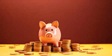 Sparschwein ,money background , copy space ,Generative AI .の素材
