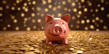 Sparschwein ,money background , copy space ,Generative AI .の素材
