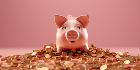 Sparschwein ,money background , copy space ,Generative AI .の素材