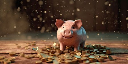 Sparschwein ,money background , copy space ,Generative AI .の素材