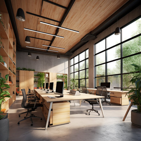 Modern coworking office interior. 3D ,Generative AI.の素材