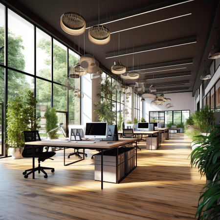 Modern coworking office interior. 3D ,Generative AI.の素材