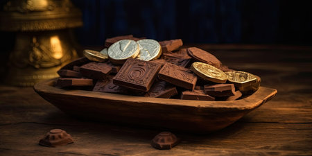 Chocolate â Mexico Candy on a dark rustic background, copy space,Generative AI.の素材