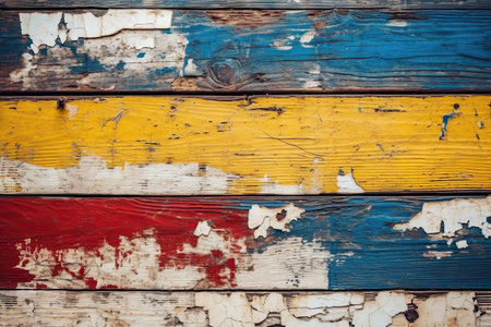 Horizontal retro background with wooden planks of different colors ,Generative AIの素材