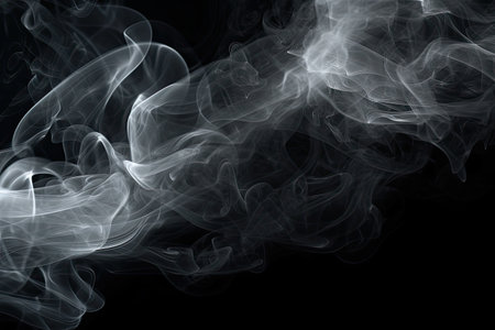 Smoke Against Black Background. , Generative AI.の素材