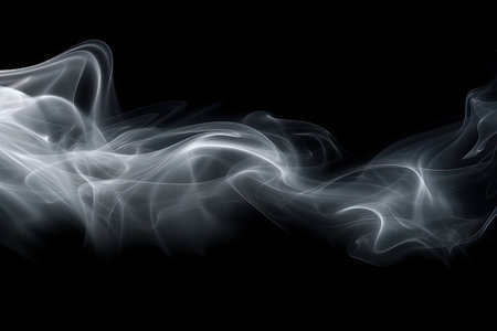 Abstract White Smoke Against Black Background. , Generative AI.の素材