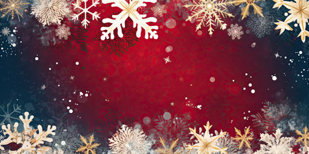 Christmas card with snowflake border , Generative AI.の素材