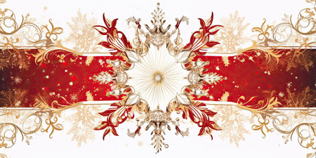 Christmas card with snowflake border , Generative AI.の素材