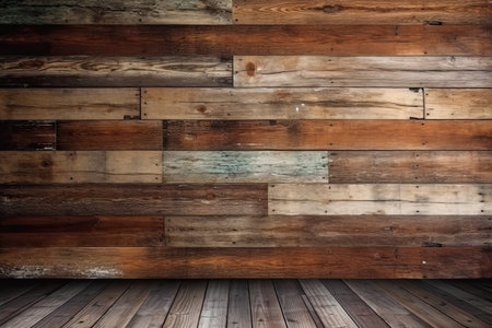 Design of vintage wood background, Generative AI.の素材