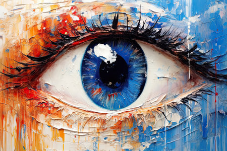Water painting. Conceptual abstract picture of the eye.  , Generative AI.の素材