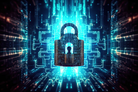 Security concept: Lock on digital  , Generative AI.の素材