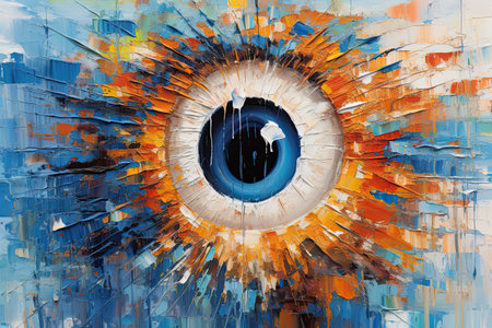 Water painting. Conceptual abstract picture of the eye.  , Generative AI.の素材