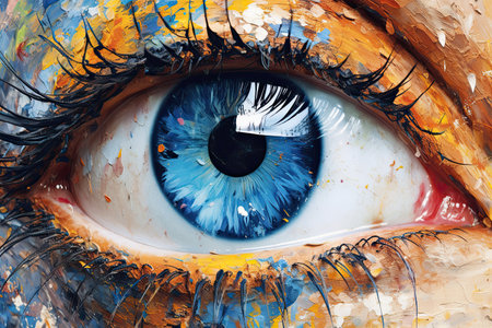 Water painting. Conceptual abstract picture of the eye.  , Generative AI.の素材