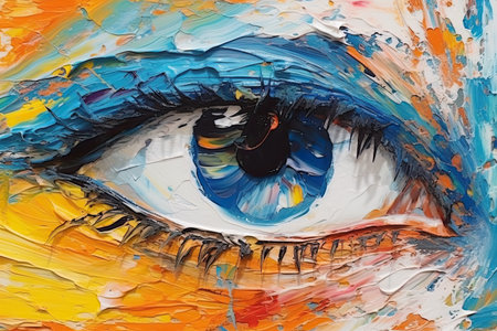 Water painting. Conceptual abstract picture of the eye.  , Generative AI.の素材