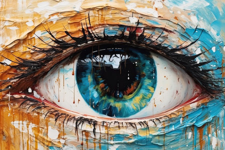 Water painting. Conceptual abstract picture of the eye.  , Generative AI.の素材
