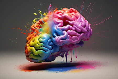 Brain , colours many , copy space , Generative AI.の素材
