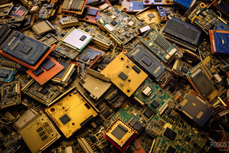 Computer ,laptop circuit chip waste ,Generative AIの素材