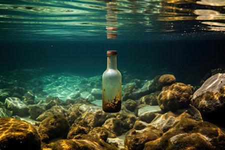 Waste In The Ocean ,discard bottle ,Generative AIの素材