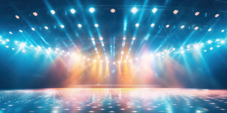 Event entertainment for concert. stage spotlights. stage with bright spotlights, stage lightsの素材